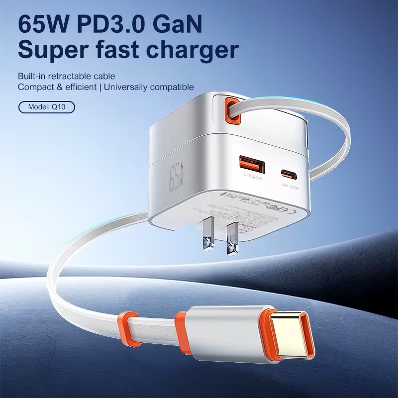 Volt. 65W Ultra-Fast GaN Wall Charger with Integrated USB-C Cable - Image 2